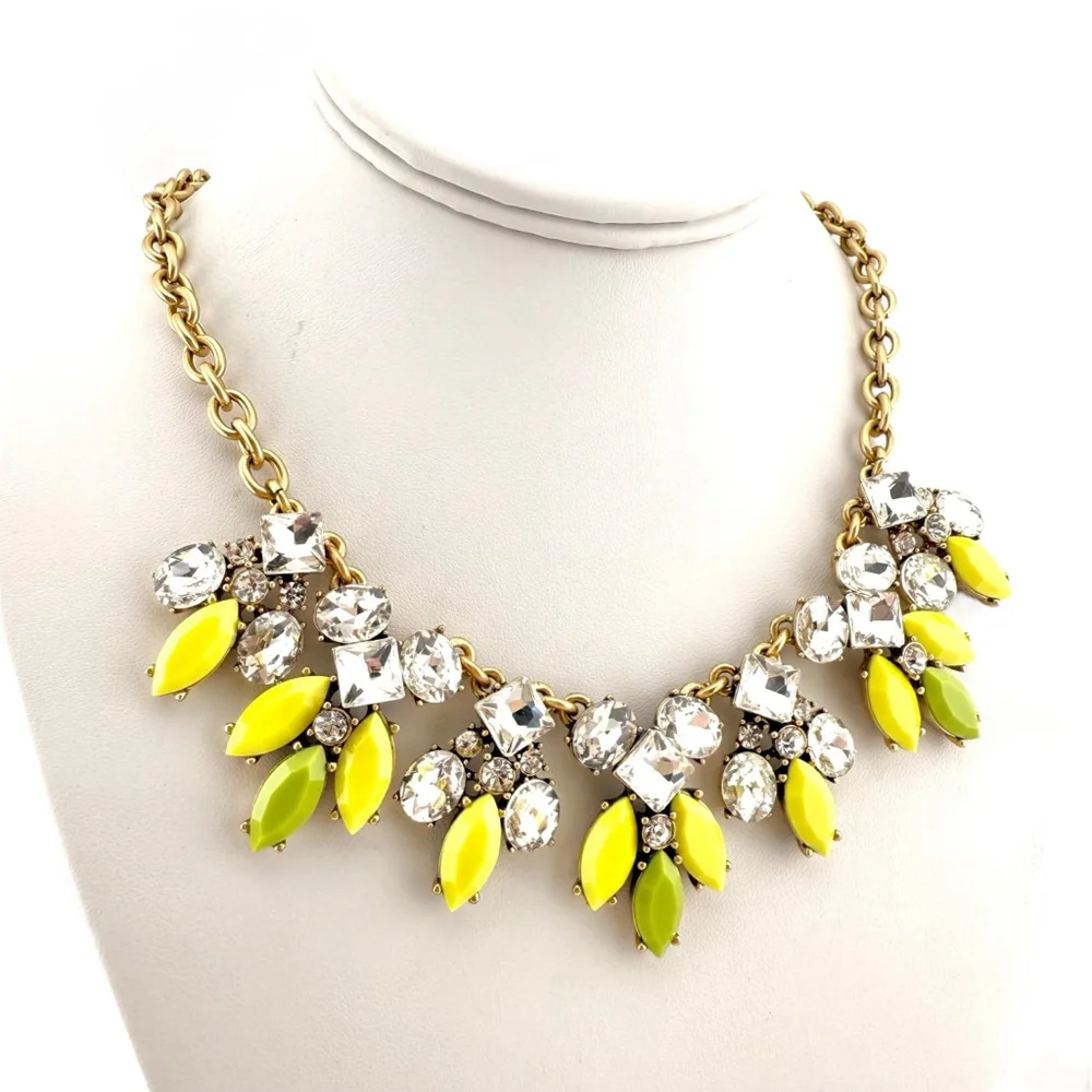 J Crew Necklace in Yellow, Pale Green & White